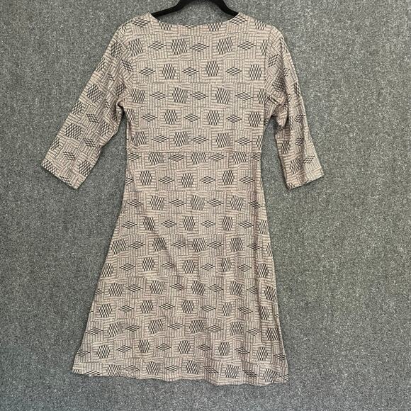 Toad & Co Rosalinda A Line Dress 3/4 Sleeve Organic Cotton Gray/Tan - Picture 7 of 7